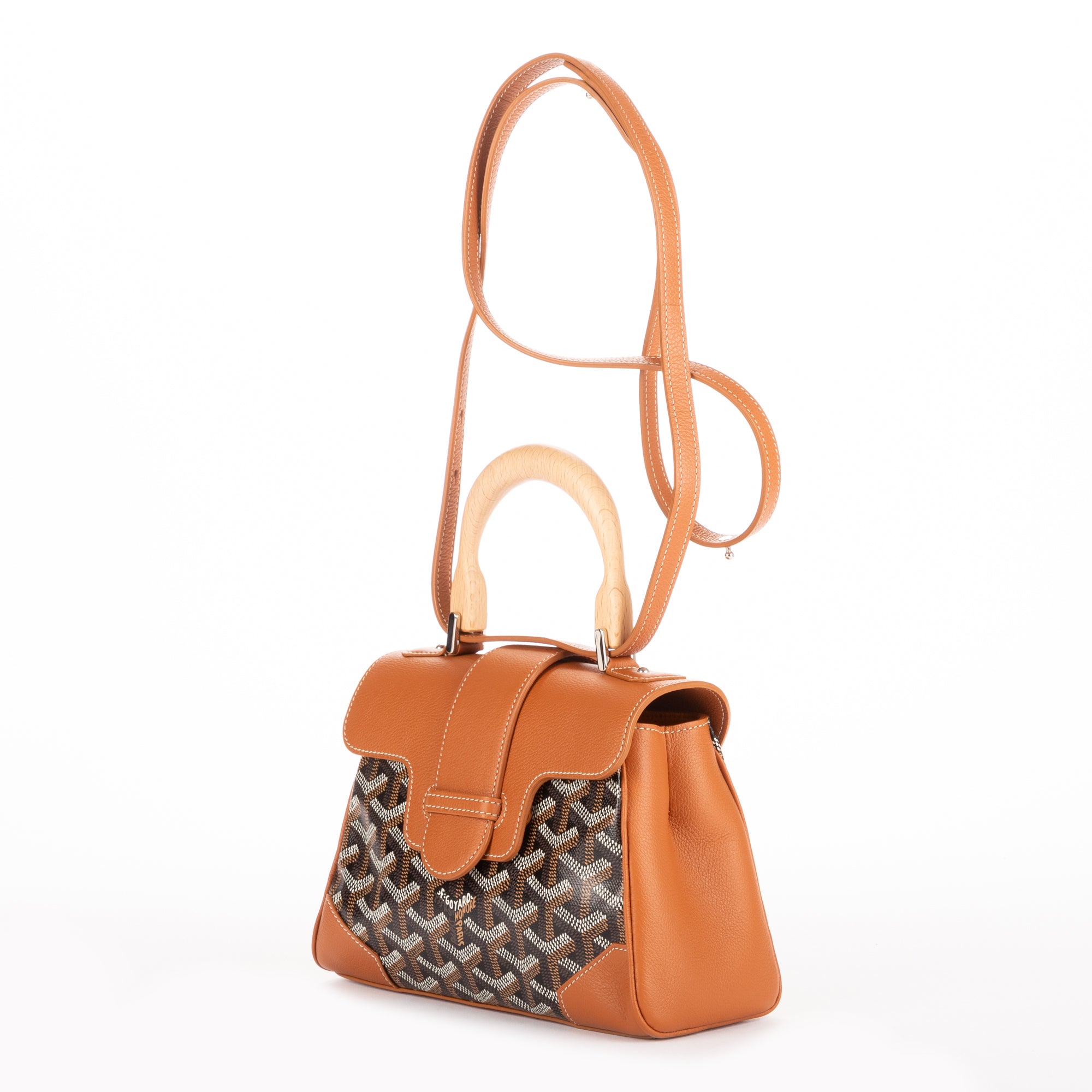 Shoulder Bag Saigon Mini Brown Goyardine Coated Canvas