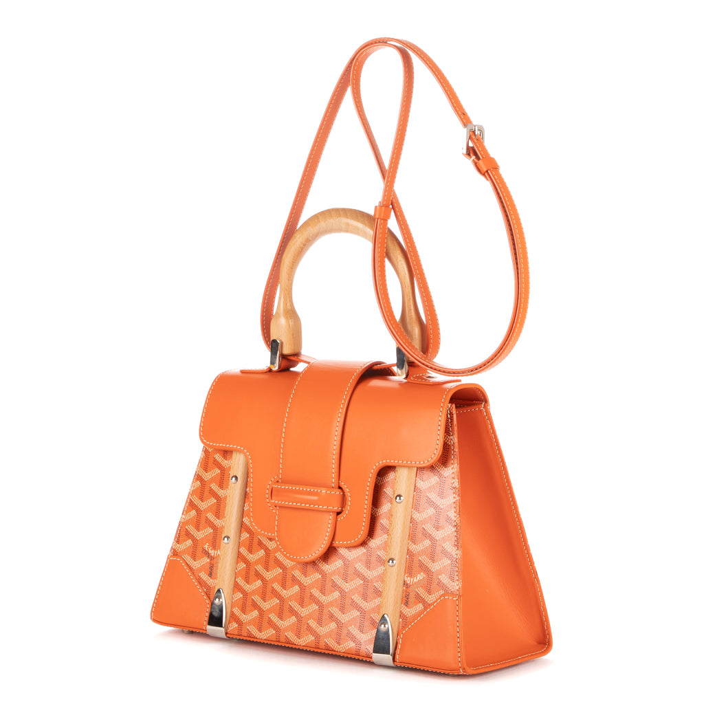 Sac à bandoulière Saigon PM en toile enduite Goyardine orange