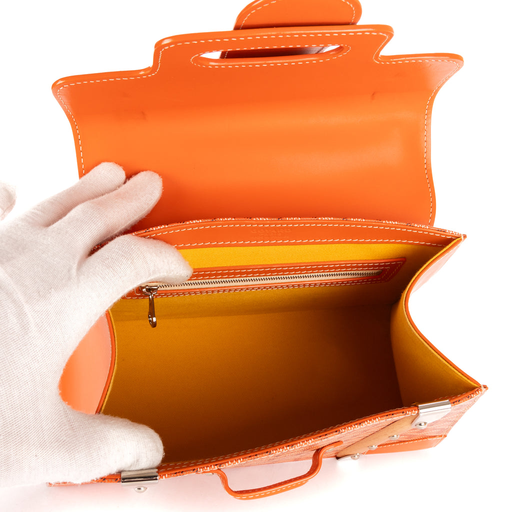 Sac à bandoulière Saigon PM en toile enduite Goyardine orange