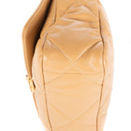 Bolso de Hombro Classic 19 con Solapa Pequeño Piel de Cordero Acolchada Color Crema