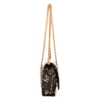Shoulder Bag 2.55 Graffiti Crocodile Reissue Wallet On Chain Black Calfskin Crocodile Embossed Leather