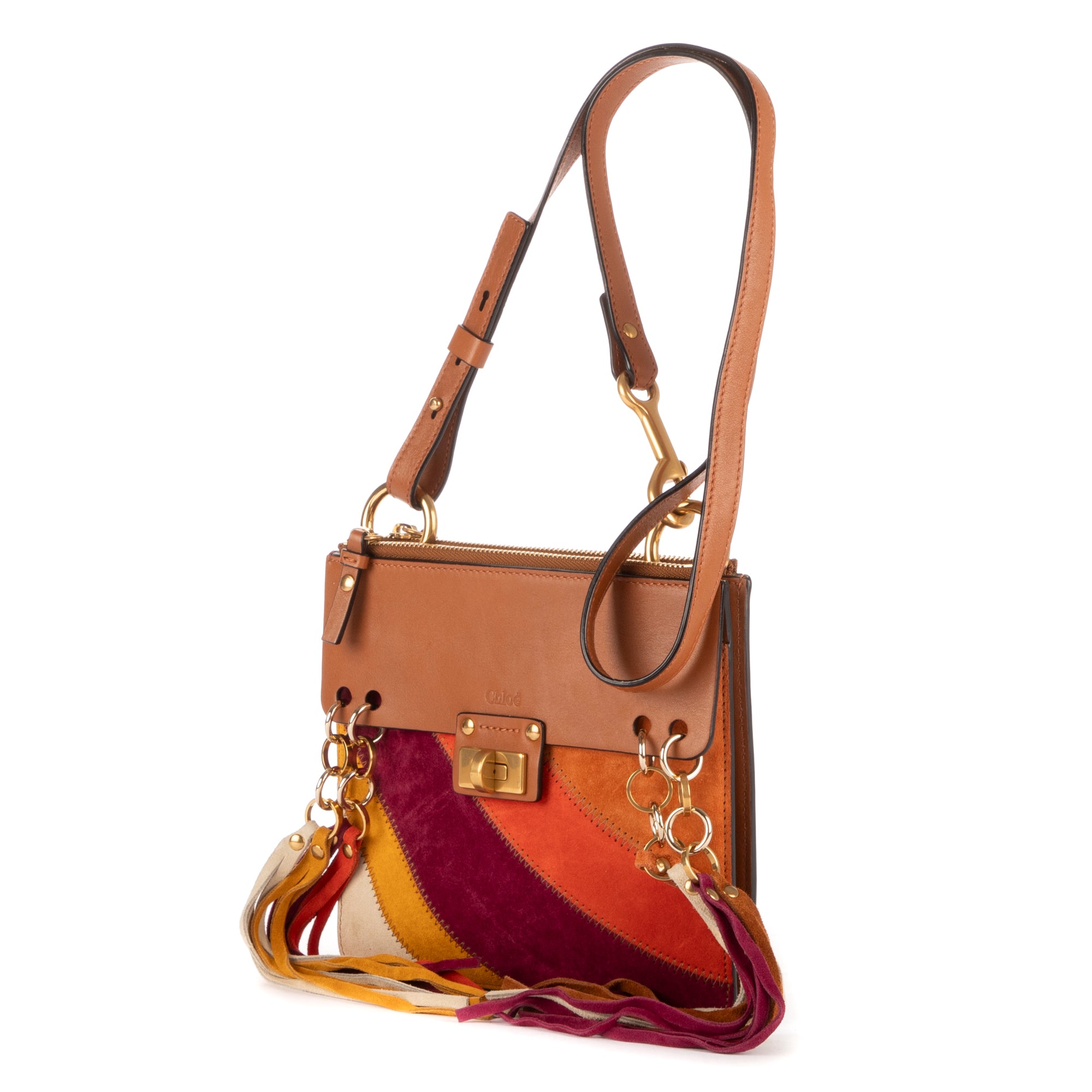 Sac bandoulière Jane Small Tassel Crossbody Cuir de veau marron/Suède