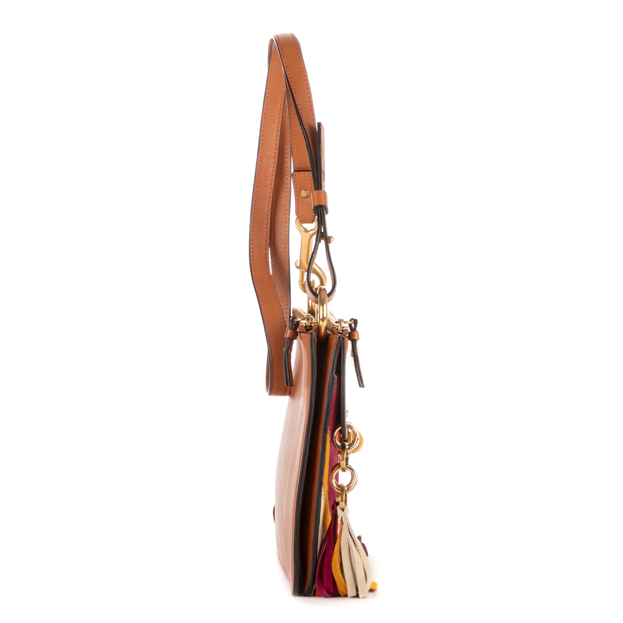 Sac bandoulière Jane Small Tassel Crossbody Cuir de veau marron/Suède