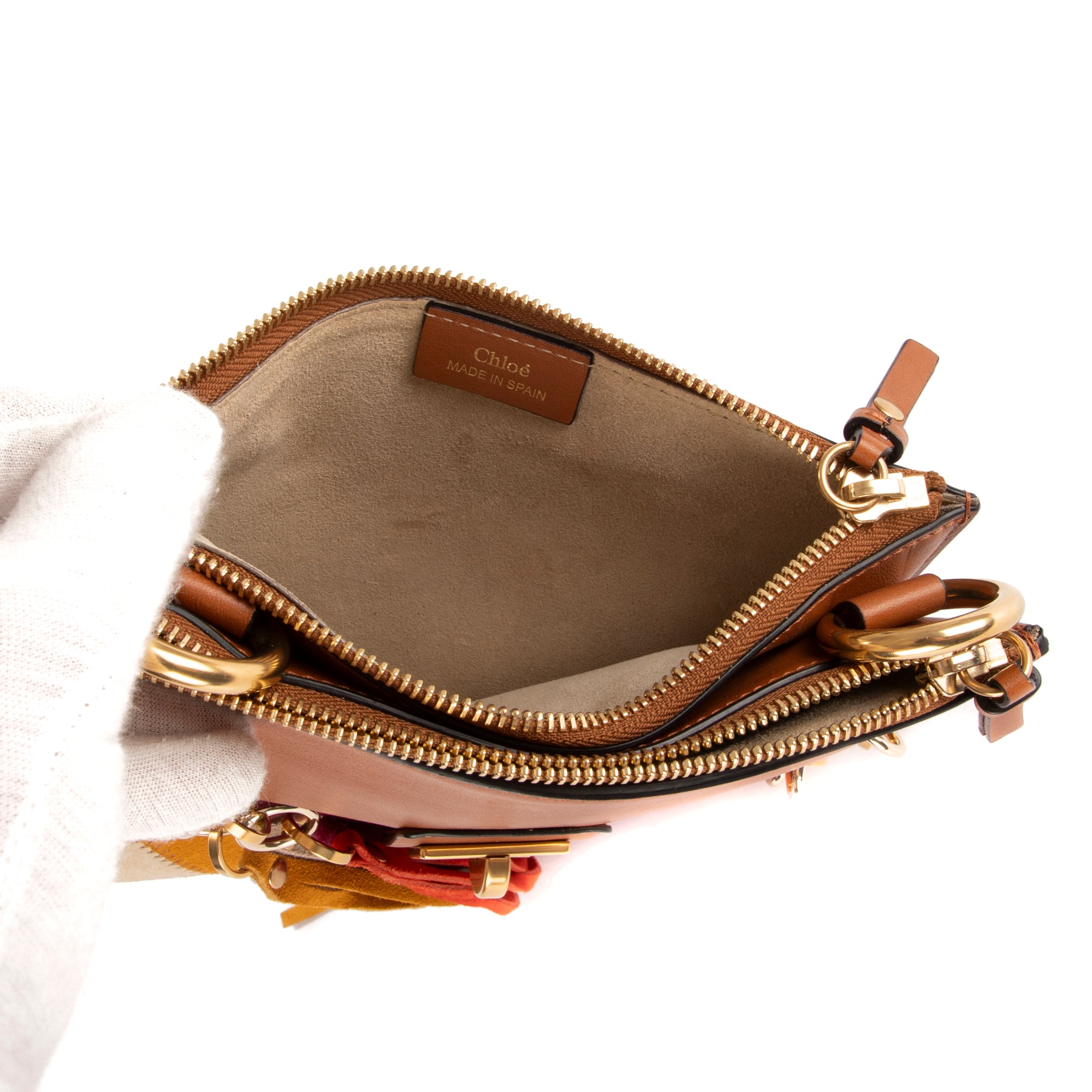 Sac bandoulière Jane Small Tassel Crossbody Cuir de veau marron/Suède
