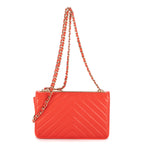 Bolso Bandolera Cartera con Cadena Naranja Piel Acolchada Chevron de Moda
