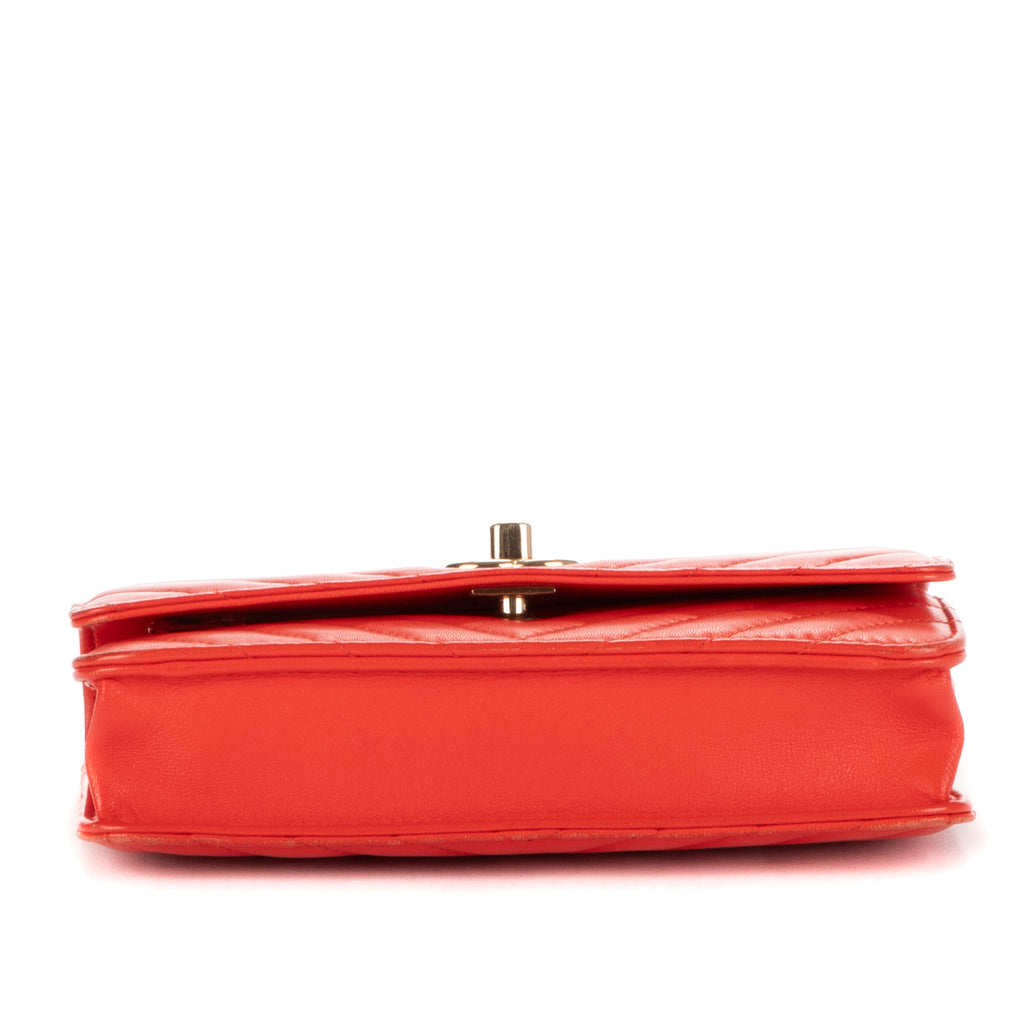 Bolso Bandolera Cartera con Cadena Naranja Piel Acolchada Chevron de Moda
