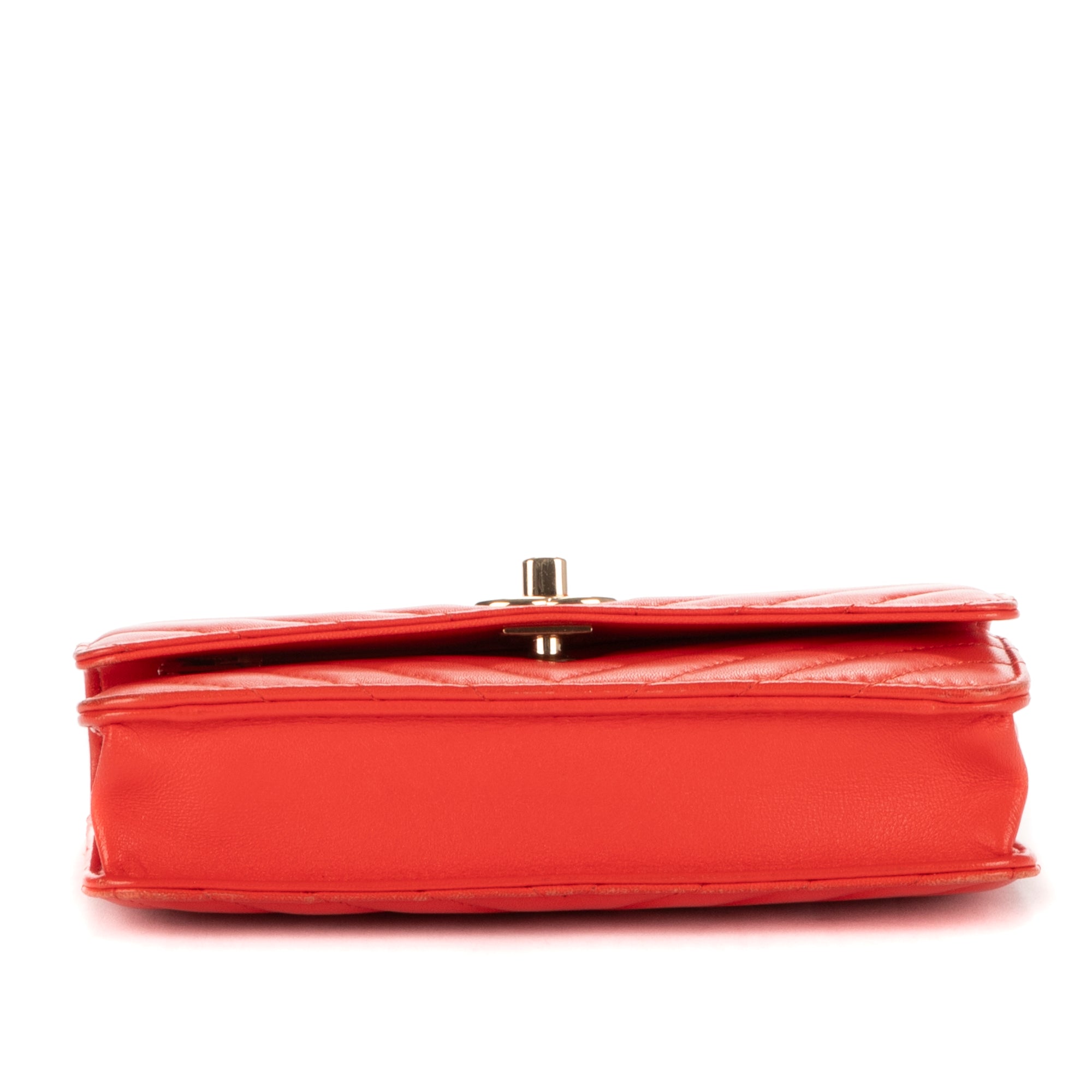 Bolso Bandolera Cartera con Cadena Naranja Piel Acolchada Chevron de Moda