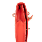 Bolso Bandolera Cartera con Cadena Naranja Piel Acolchada Chevron de Moda