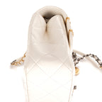 Shoulder Bag Coco Clips Rhinestones Single Flap White Calfskin Quilted Leather