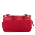 Bandolera Easy Flap Jumbo de cuero liso perforado rojo con tela roja