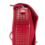 Bandolera Easy Flap Jumbo de cuero liso perforado rojo con tela roja