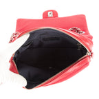 Bandolera Easy Flap Jumbo de cuero liso perforado rojo con tela roja