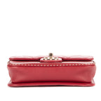 Shoulder Bag Mini Rectangle Studded Single Flap Burgundy Caviar Quilted Leather