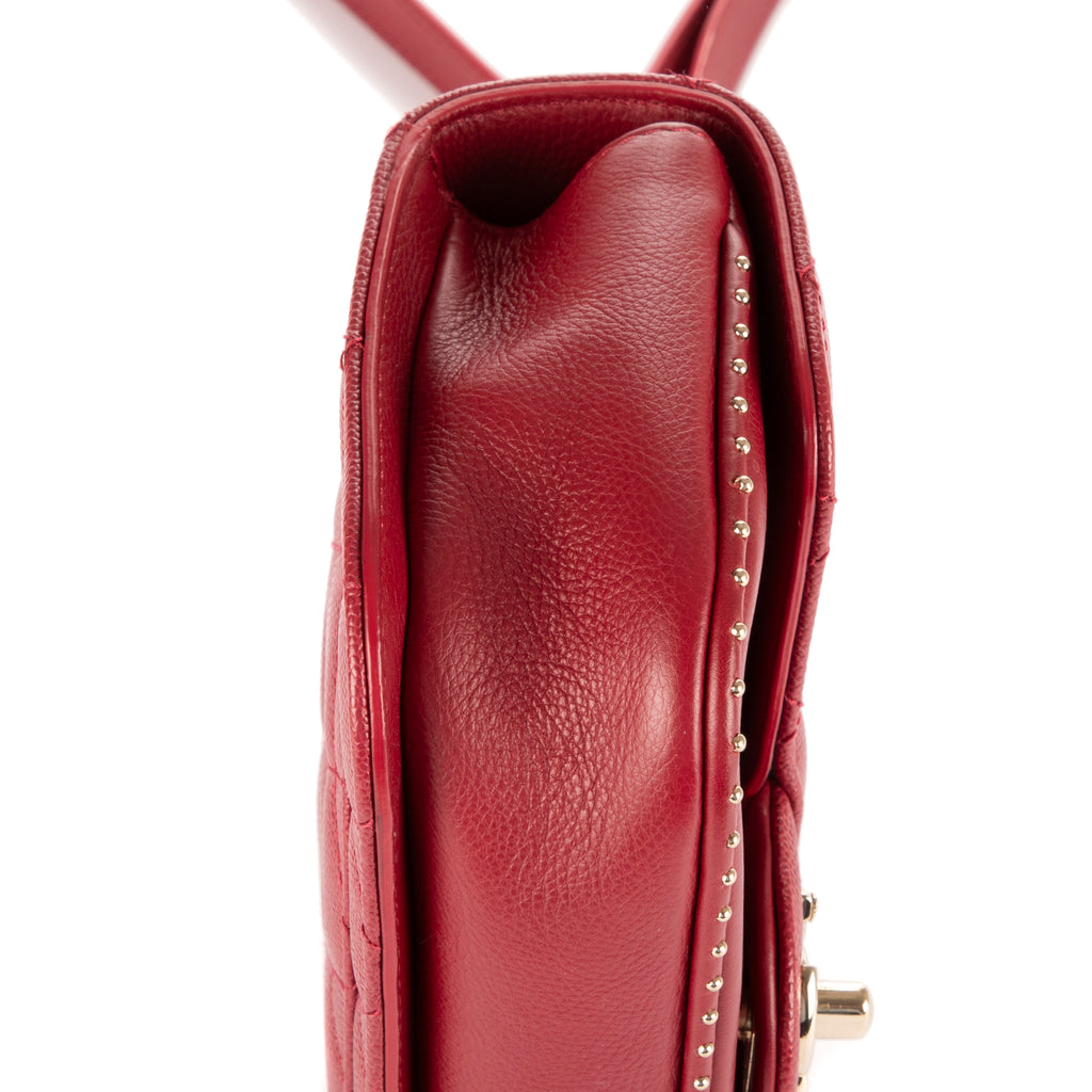 Shoulder Bag Mini Rectangle Studded Single Flap Burgundy Caviar Quilted Leather