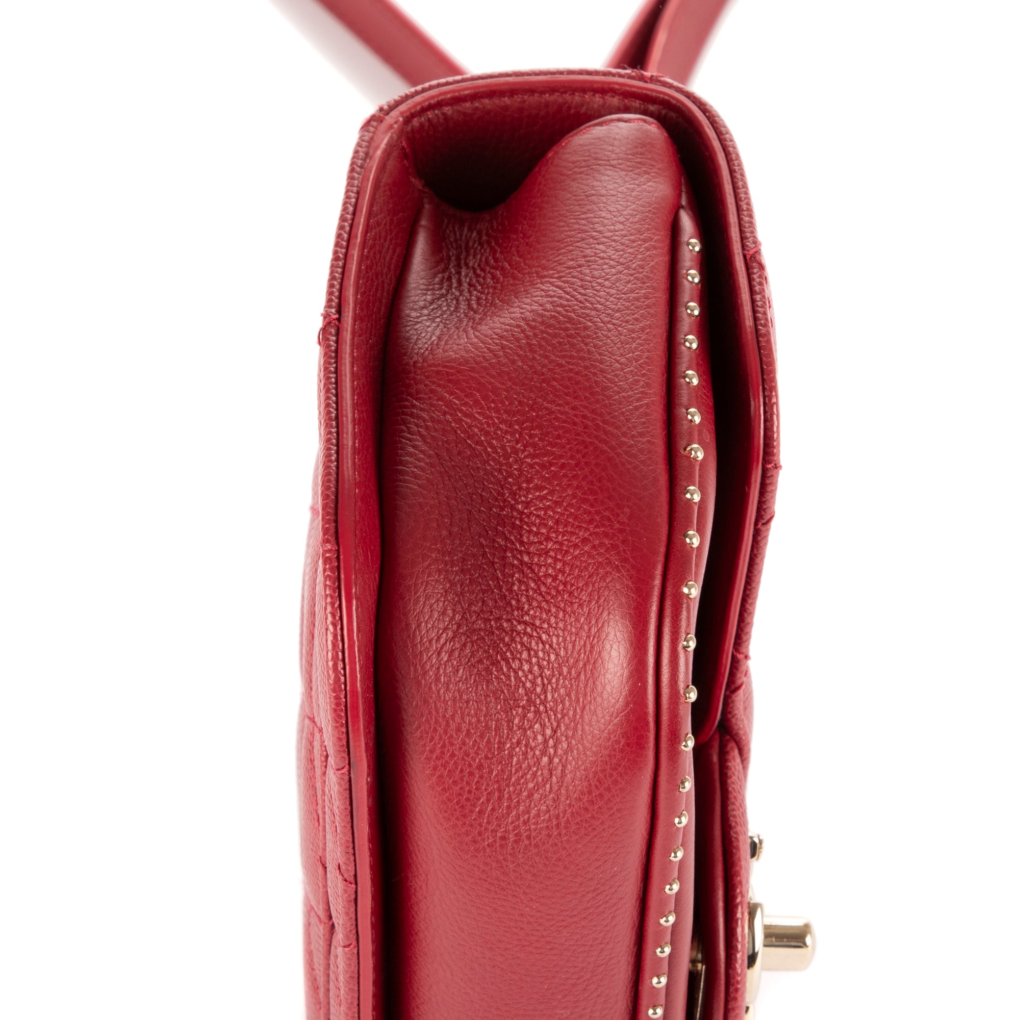 Shoulder Bag Mini Rectangle Studded Single Flap Burgundy Caviar Quilted Leather
