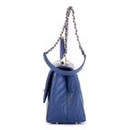 Shoulder Bag Coco Chain Top Handle Dark Blue Caviar Chevron Quilted Leather