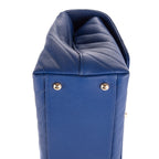 Shoulder Bag Coco Chain Top Handle Dark Blue Caviar Chevron Quilted Leather