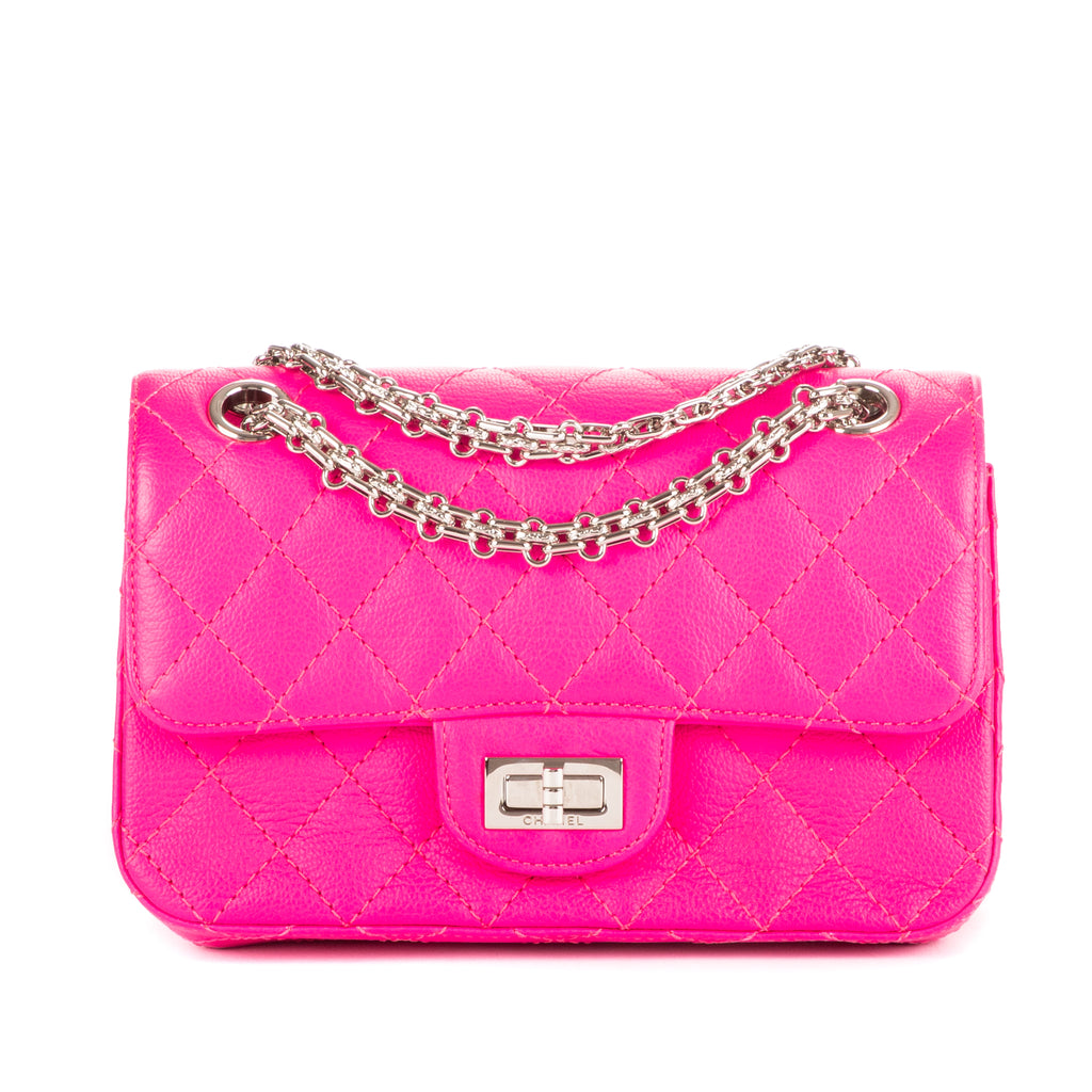Sac bandoulière 2.55 Mini 224 double rabat en cuir de veau rose
