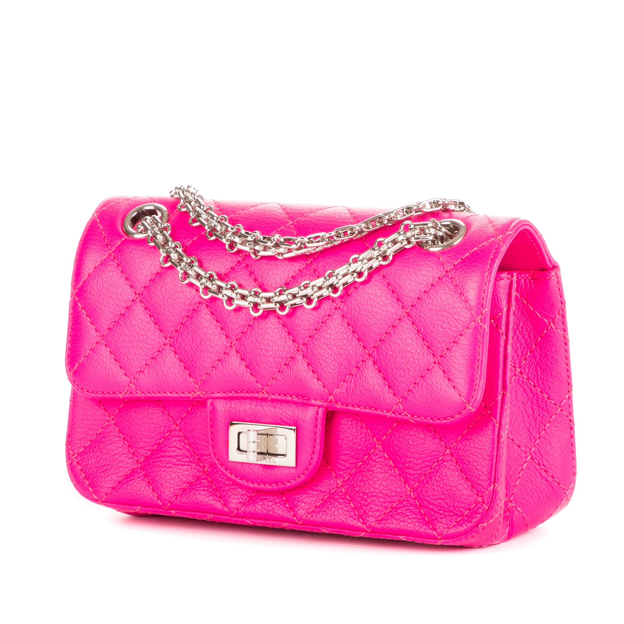 Sac bandoulière 2.55 Mini 224 double rabat en cuir de veau rose
