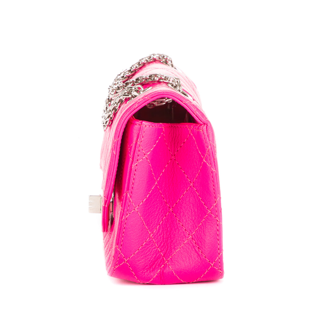Sac bandoulière 2.55 Mini 224 double rabat en cuir de veau rose