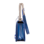 Shoulder Bag Boy Large blue Patent Quilted Leather