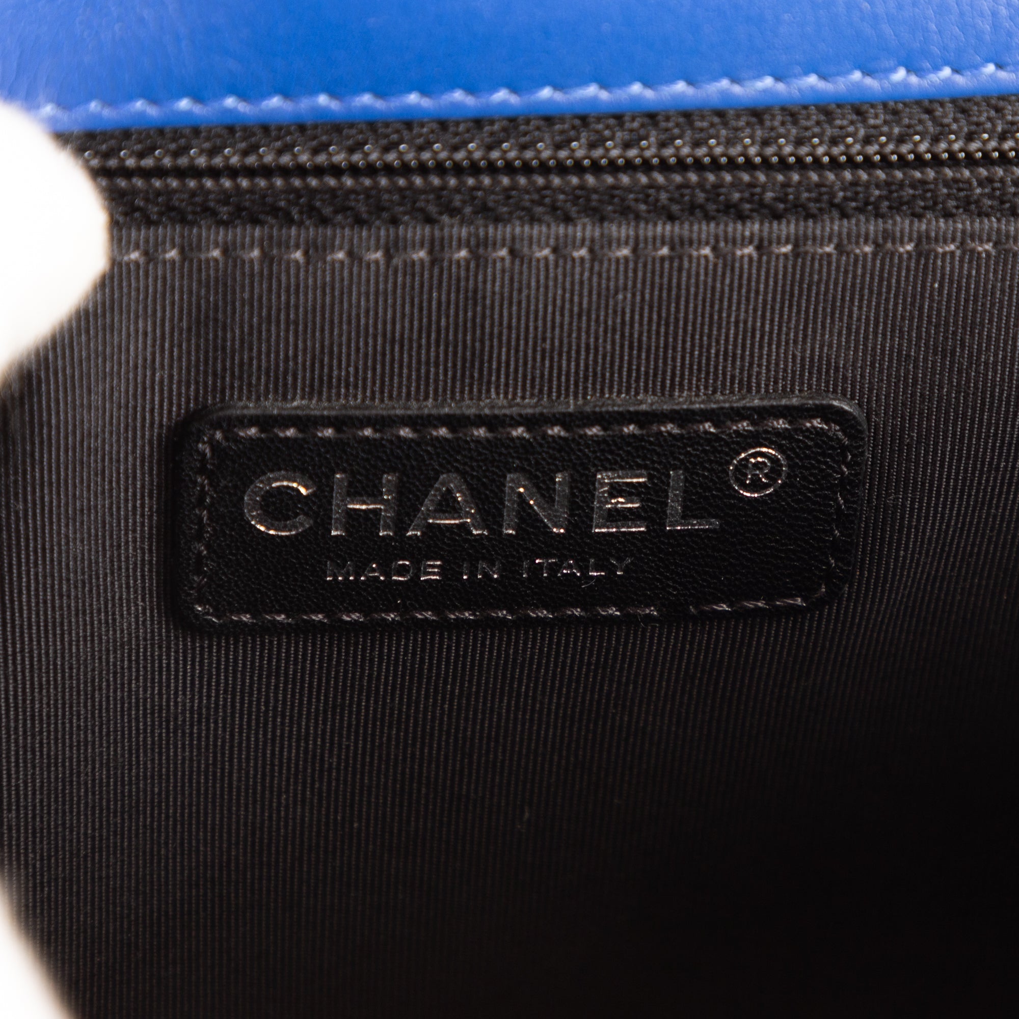 Shoulder Bag Boy Large blue Patent Quilted Leather