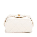 Bolso de hombro Vanity con asa, estuche cosmético, mini piel de cordero blanca acolchada