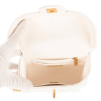 Bolso de hombro Vanity con asa, estuche cosmético, mini piel de cordero blanca acolchada