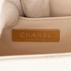Bolso de hombro Vanity con asa, estuche cosmético, mini piel de cordero blanca acolchada