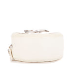 Bolso de Hombro Espejo Redondo Cadena Bandolera Mini Blanco Metal Acolchado Plateado con Logo/ Piel de Cordero Acolchada