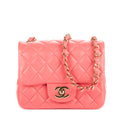 Shoulder Bag Mini Square Classic Single Flap Pink Lambskin Quilted Leather