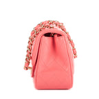 Shoulder Bag Mini Square Classic Single Flap Pink Lambskin Quilted Leather