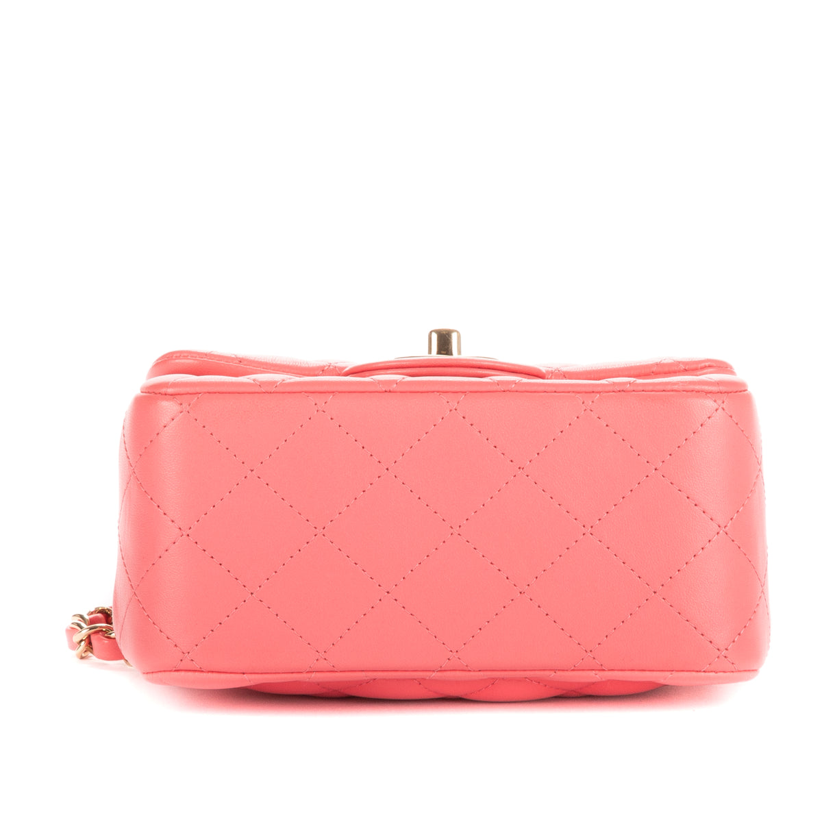 Shoulder Bag Mini Square Classic Single Flap Pink Lambskin Quilted Leather