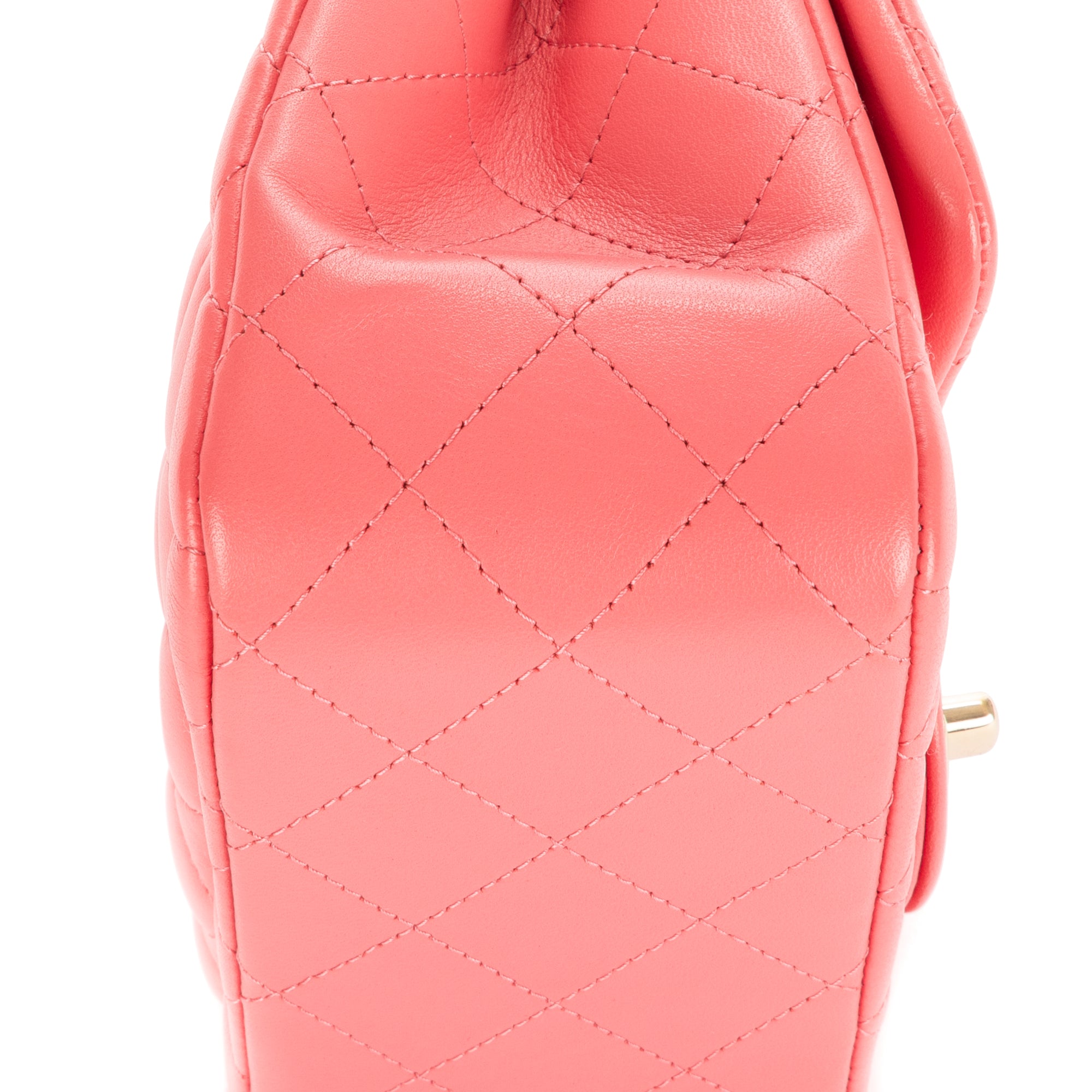 Shoulder Bag Mini Square Classic Single Flap Pink Lambskin Quilted Leather