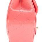 Shoulder Bag Mini Square Classic Single Flap Pink Lambskin Quilted Leather