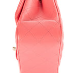 Shoulder Bag Mini Square Classic Single Flap Pink Lambskin Quilted Leather