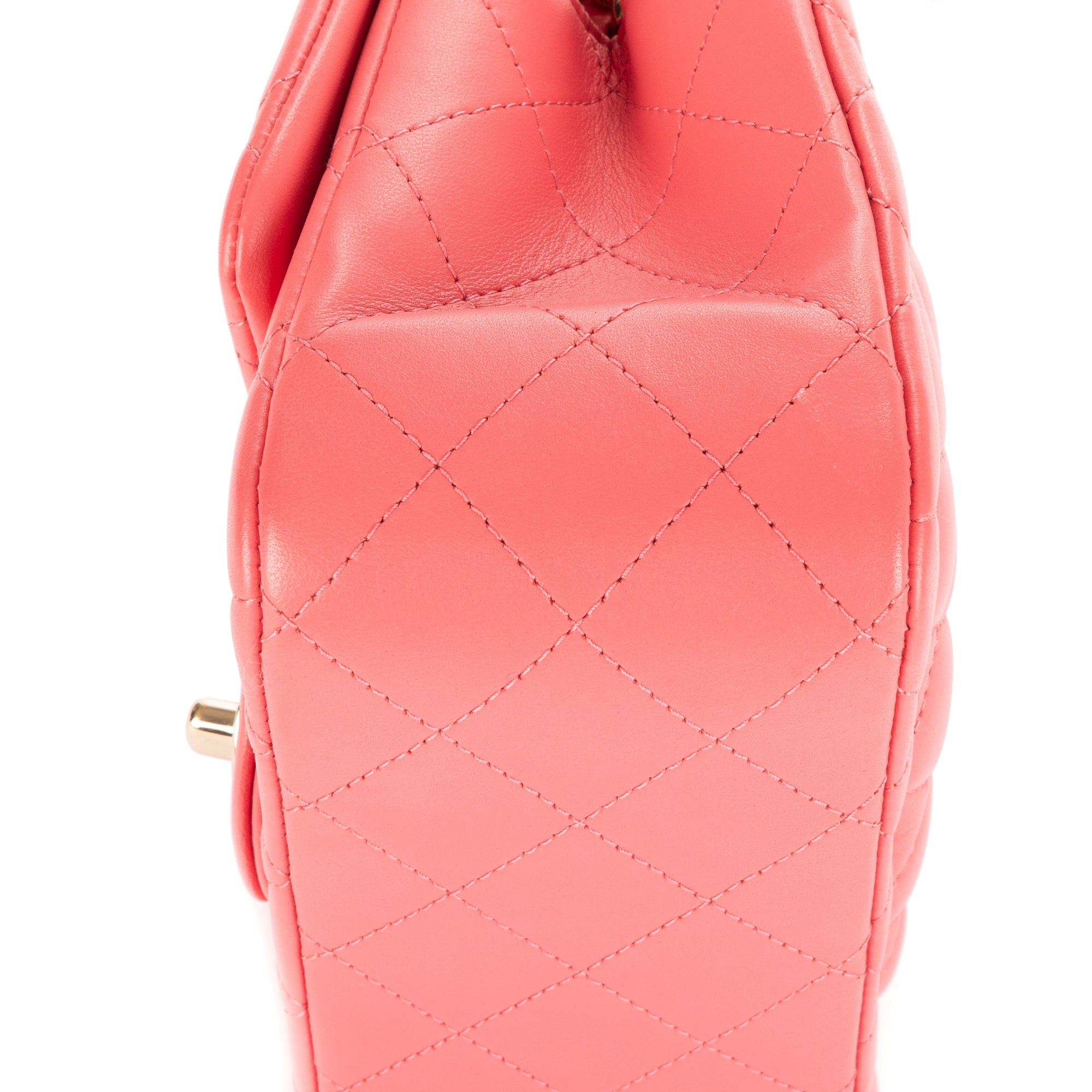 Shoulder Bag Mini Square Classic Single Flap Pink Lambskin Quilted Leather