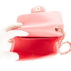 Shoulder Bag Mini Square Classic Single Flap Pink Lambskin Quilted Leather