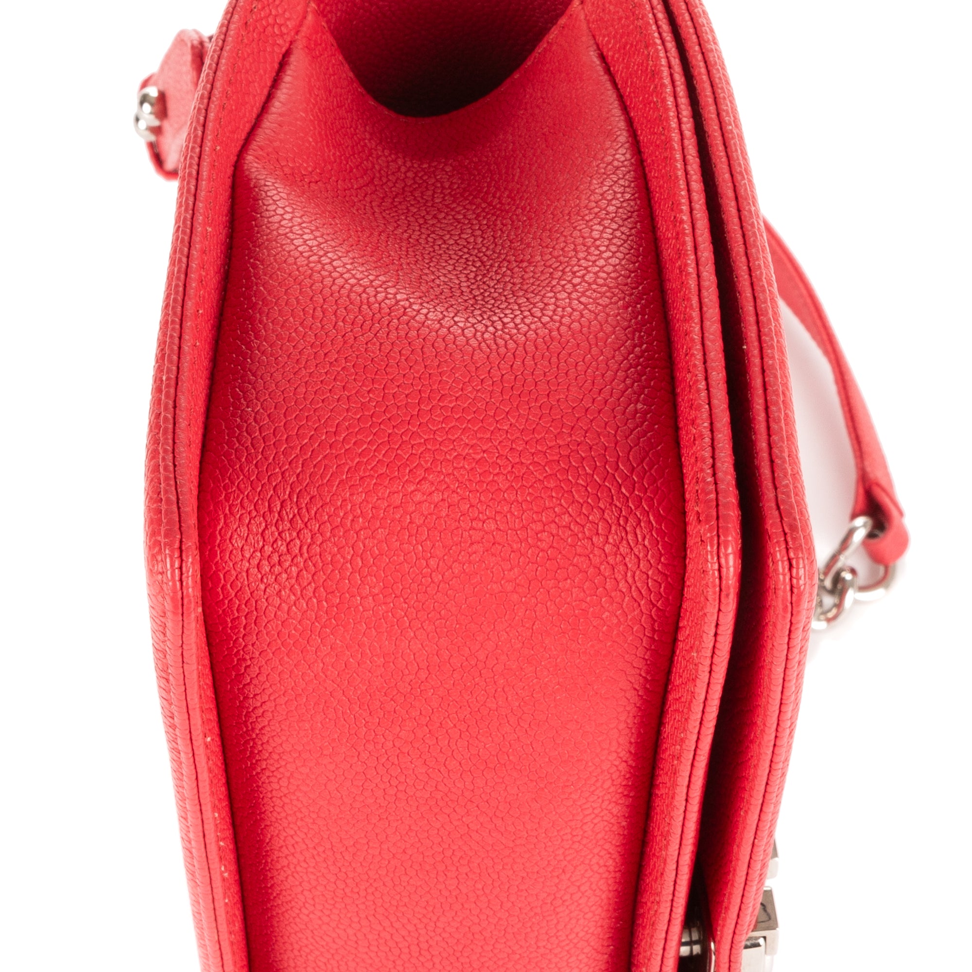Bolso de Hombro Boy Mediano de Cuero Acolchado Rojo Caviar