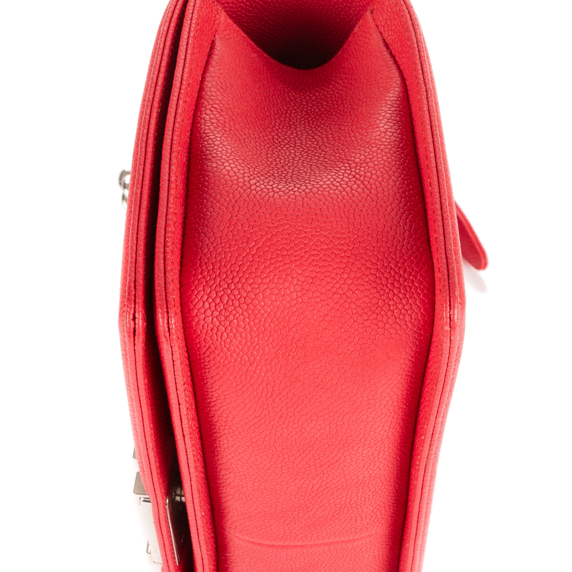 Bolso de Hombro Boy Mediano de Cuero Acolchado Rojo Caviar