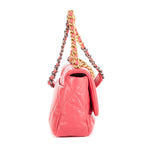 Bolso de Hombro Clásico 19 Solapa Pequeño Piel de Cordero Rosa Acolchado