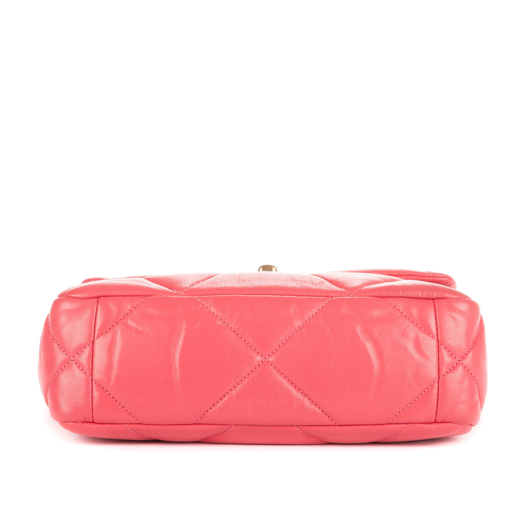 Bolso de Hombro Clásico 19 Solapa Pequeño Piel de Cordero Rosa Acolchado