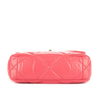 Bolso de Hombro Clásico 19 Solapa Pequeño Piel de Cordero Rosa Acolchado