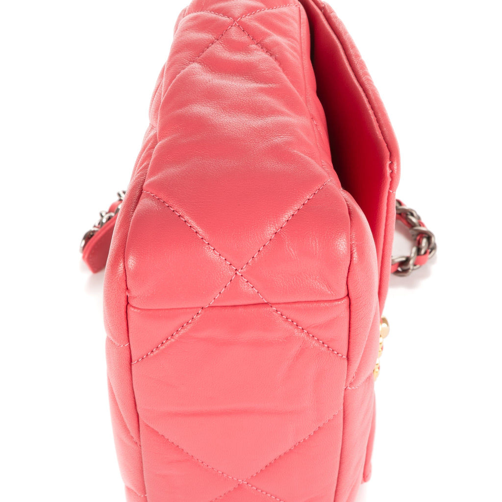 Bolso de Hombro Clásico 19 Solapa Pequeño Piel de Cordero Rosa Acolchado