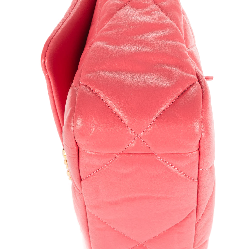 Bolso de Hombro Clásico 19 Solapa Pequeño Piel de Cordero Rosa Acolchado