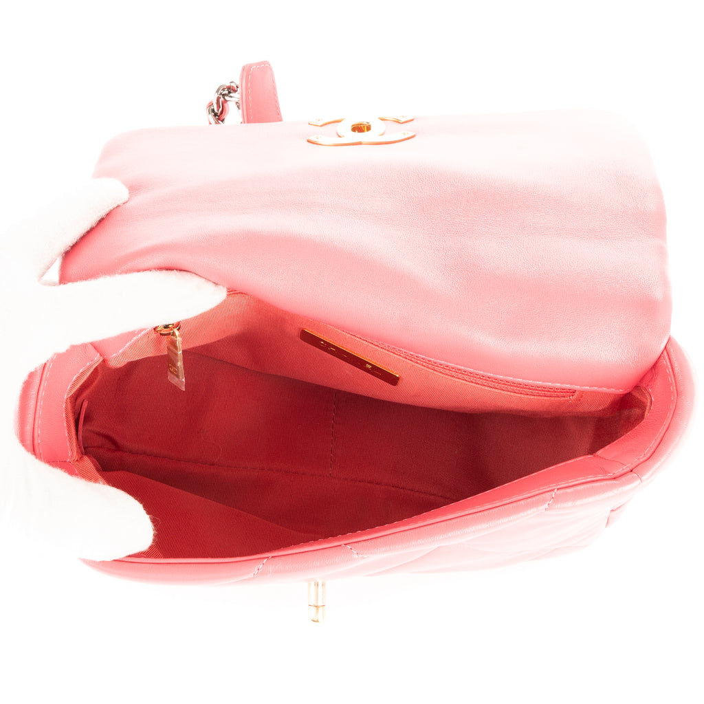 Bolso de Hombro Clásico 19 Solapa Pequeño Piel de Cordero Rosa Acolchado