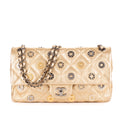 Shoulder Bag Ltd. Ed Paris-Dubai Medals Single flap Gold Quilted Embellished Perforated Leather