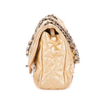 Shoulder Bag Ltd. Ed Paris-Dubai Medals Single flap Gold Quilted Embellished Perforated Leather