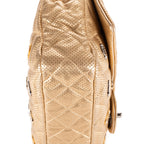 Shoulder Bag Ltd. Ed Paris-Dubai Medals Single flap Gold Quilted Embellished Perforated Leather