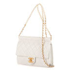 Shoulder Bag Vintage Pearl Wallet on Chain White Calfskin Quilted Leather